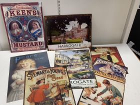 A selection of assorted reproduction tin plate signs