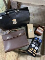 A selection of assorted vintage luggage, shipping unavailable