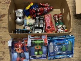 A box full of assorted Robot figures etc untested
