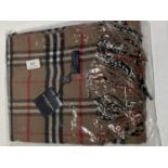 A new with tags Burberry 100% lambs wool tan shawl 206 x 70cm