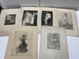 A collection of six Victorian engravings some signed with impressed stamps