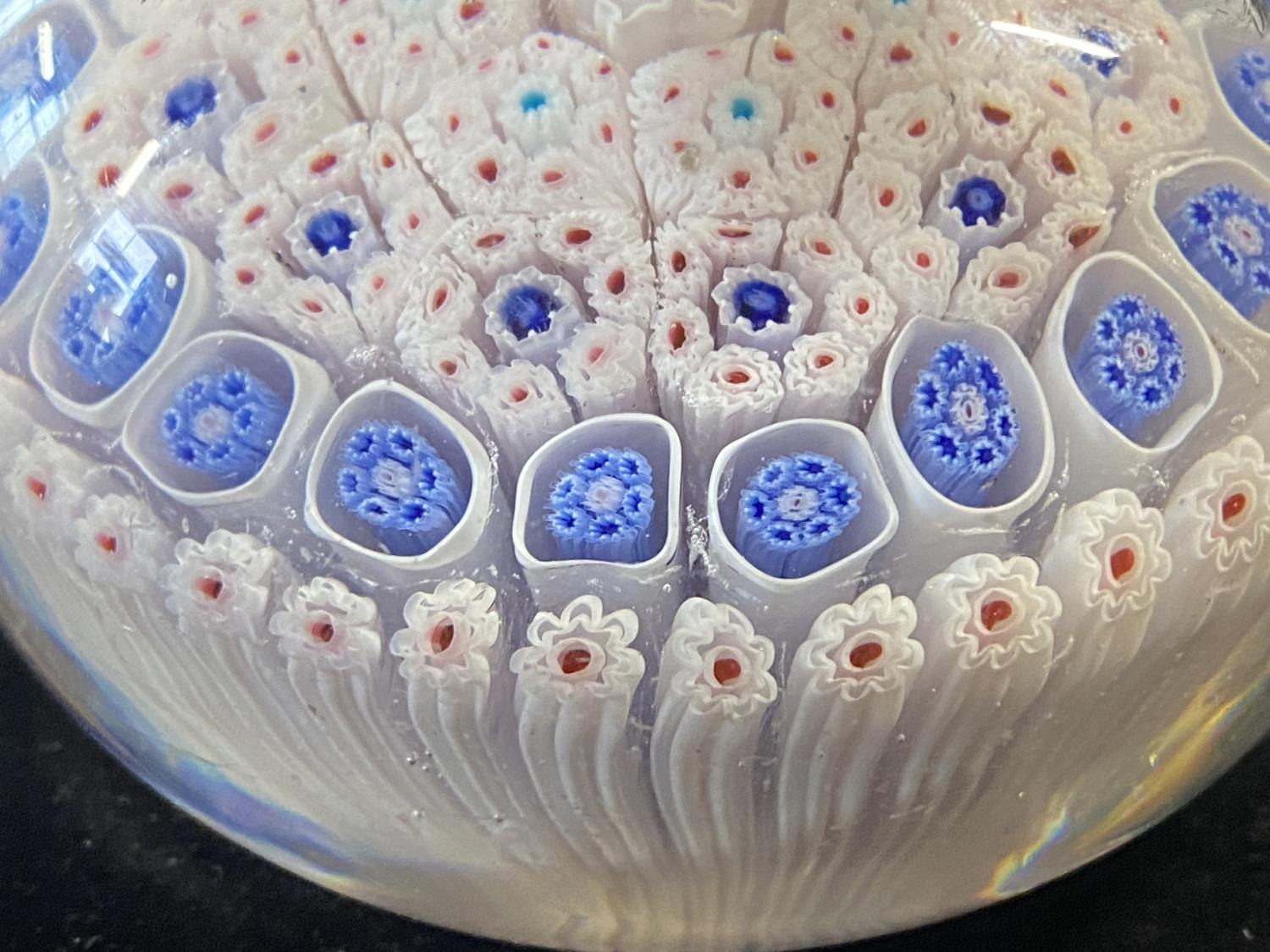 A circa 1850 Bacchus paperweight with millefiori decoration, blue canes with a central red cane - Image 2 of 4