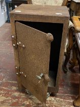 A antique industrial metal cabinet on castors, shipping unavailable