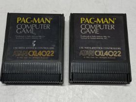 Two 1982 Atari Pacman computer cassettes