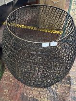 A large ornate contemporary metal basket h57 x d50cm, shipping unavailable