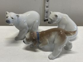 Three Lladro animal figures