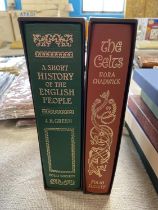 Two books, The Celts and Short History of the English People Folio Society edition