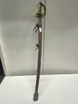A reproduction officers sabre and scabbard, shipping unavailable (over 18's only)