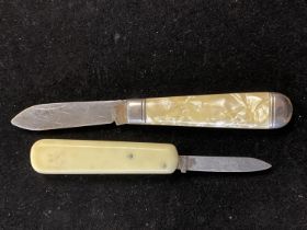 Two vintage MOP handled pen knives