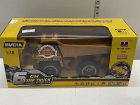 A boxed as new remote control dump truck