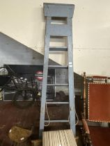 A large vintage wooden step ladder, shipping unavailable