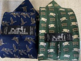 Two Hermes silk ties