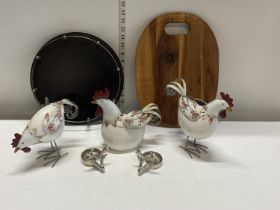 A selection of assorted collectables including chickens