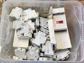 A large selection of assorted electrical circuit breakers (untested)