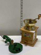 A vintage bean slicer and coffee grinder