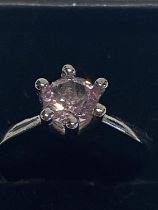 A 925 silver ring with pink stone