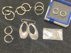 Seven pairs of 925 silver earrings