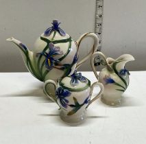 A set of three collectable Franz porcelain pieces decorated with Kingfishers (very slight chip to