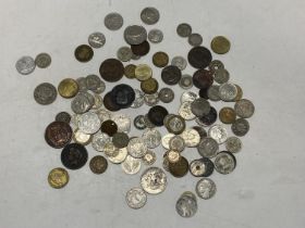 A job lot of assorted antique and vintage world coins