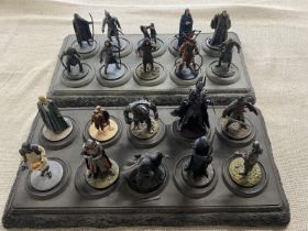 A selection of metal NLP Lord of the Rings figures on stands a/f