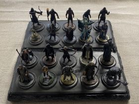 A selection of metal NLP Lord of the Rings figures on stands a/f