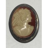 A hallmarked silver antique cameo brooch