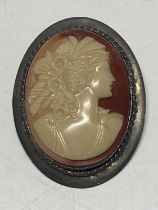 A hallmarked silver antique cameo brooch