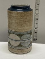 A vintage Troika cylindrical vase by Penny Black h20cm
