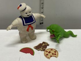 A 1984 Ghostbusters Marshmellow Man and Slimer