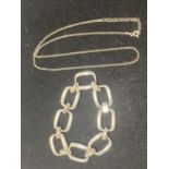 A 925 silver chunky link bracelet and one other small chain