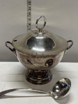 A Walker and Hall silver plated tureen and ladle