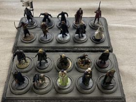 A selection of metal NLP Lord of the Rings figures on stands a/f