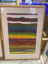 A framed Gail Altshuler original artwork Geo Strata 1 manoprint 105x75cm, shipping unavailable