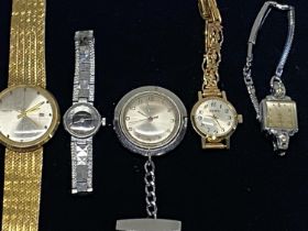 A selection of vintage time pieces including Timex and Sekonda