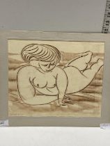 A Dominic Fels 1909-1974 surrealist nudist composition watercolour signed