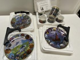A selection of Danbury Mint Lord of the Rings collectors plates and cups