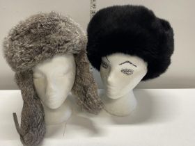 Two Russian style fur hats