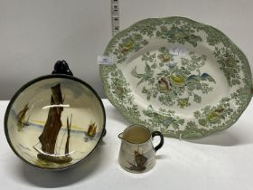 Two pieces of Royal Doulton and a Wedgewood meat plate