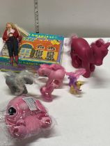 A box of assorted children's toys including My Little Ponies