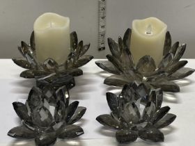 Two large and two smaller Julien McDonald glass candle holders