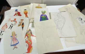 A selection of folio studies in watercolour and pencil