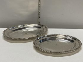 Two silver plated trays from 'The Savoy Hotel Restaurant'