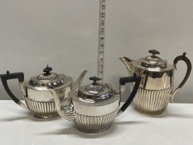 Three assorted antique silver plated tea pots