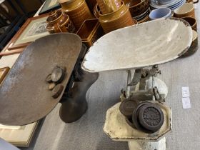 Two sets of vintage scales and weights, shipping unavailable
