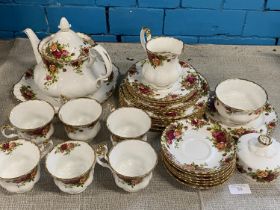 A 31 piece Royal Albert Old Country Roses tea service
