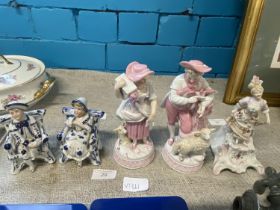 A selection of assorted Dresden figurines