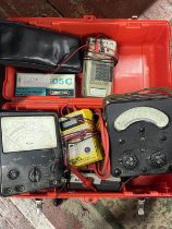 A job lot of assorted vintage electric meters and test equipment