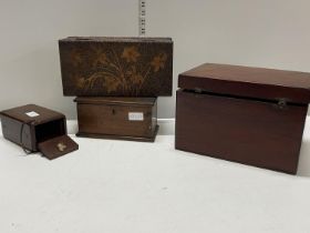 A selection of assorted wooden boxes