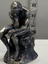 A small bronze and silvered sculpture after Rodin h10cm