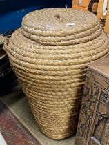 A large wicker work Alibaba laundry basket h70cm, shipping available